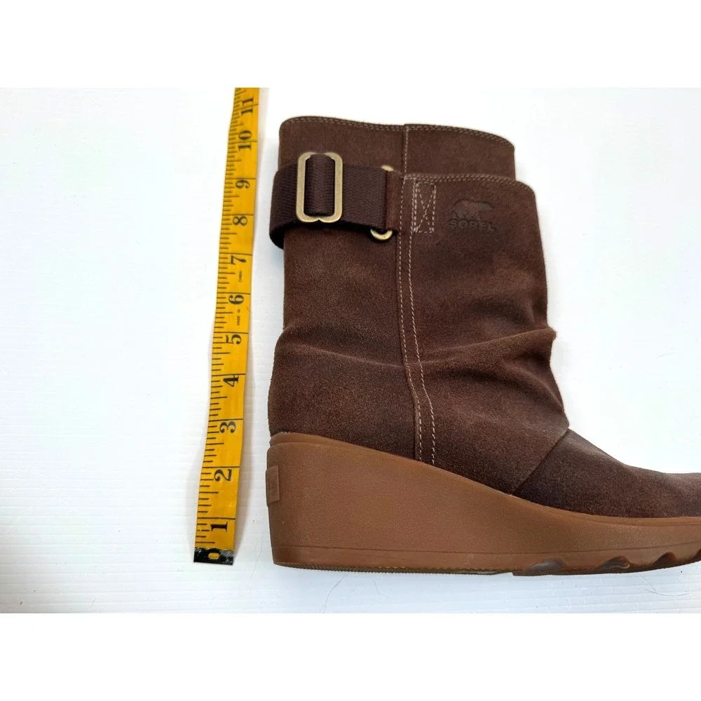 Sorel Toronto Mid Wedge Boots Women 7‎ NWOB Suede Pull on Waterproof Adjustable